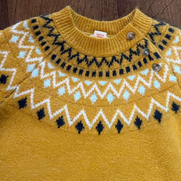 NWT fair isle baby girl 2 two piece outfit 12 months yellow sweater pants - Picture 3 of 7